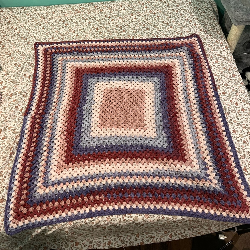 Pink/Purple infinity granny square baby blanket